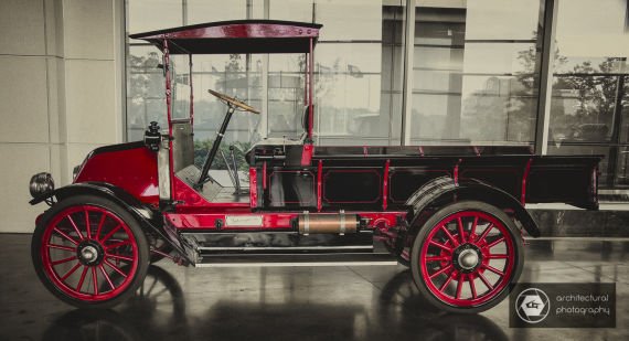 Vintage car in Navistar lobby